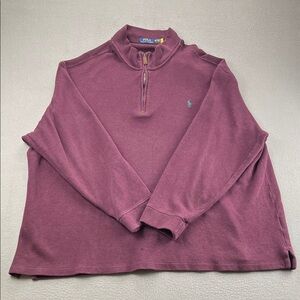 Polo Ralph Lauren Men’s Quarter Zip Pullover Burgundy Pony Logo Cotton Sweater